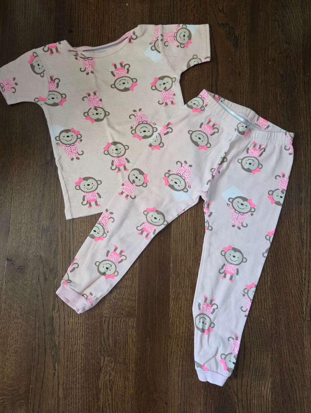 Just One You Carters Girls 2T Pink Monkey Pajamas